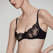 Her Senses Leavers Eyelash Lace Underwire Bra Black