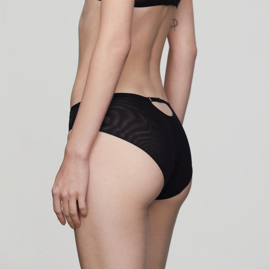 Her Senses Stretch-Mesh with Strips Mid-rise Briefs Black