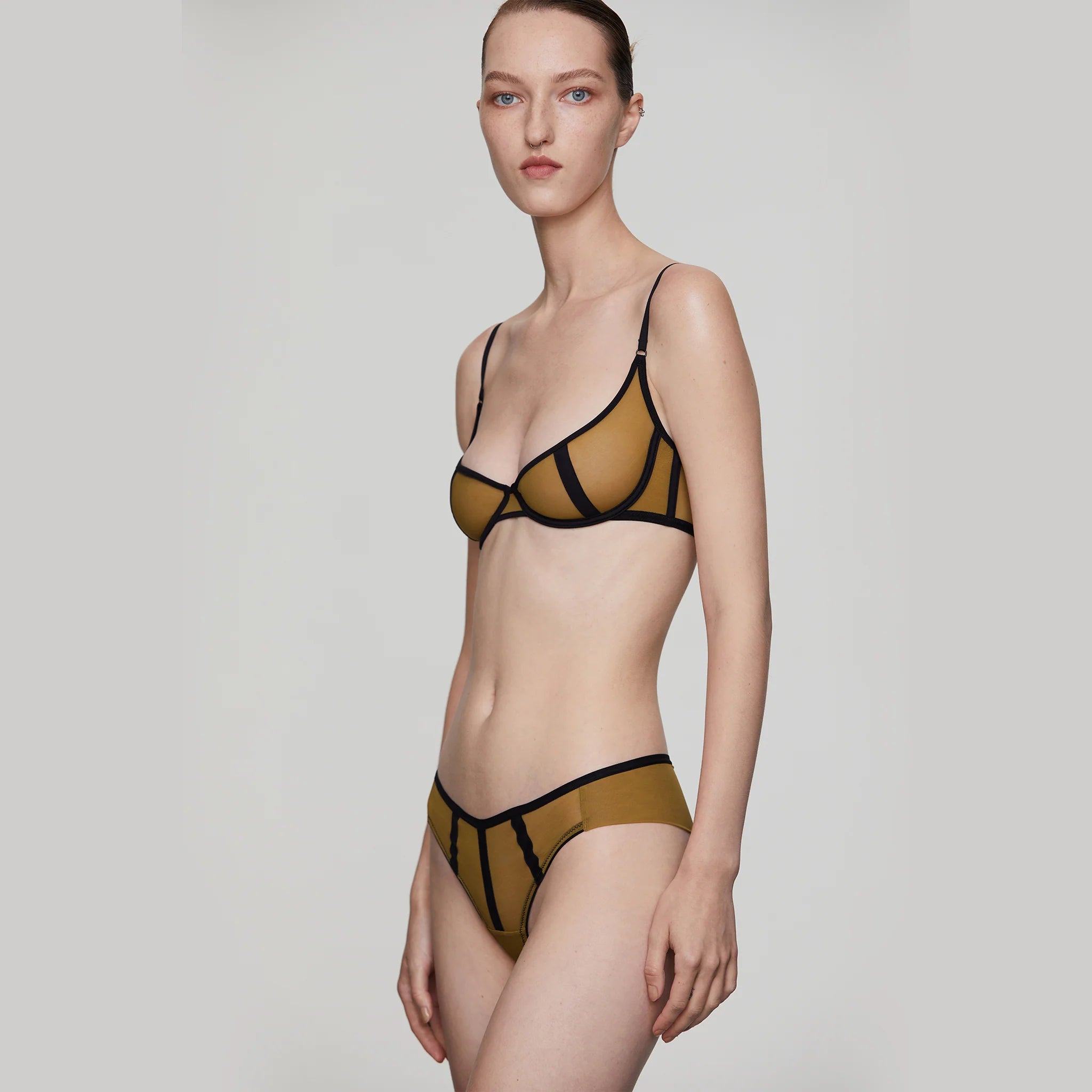 Her Senses Stretch-Mesh Demi Underwire Bra Yellow