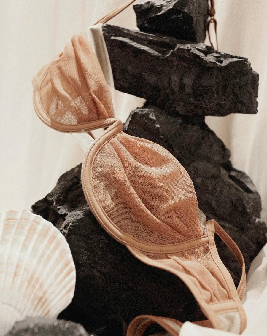 Her Senses Mesh Demi Underwire Bra Toffee