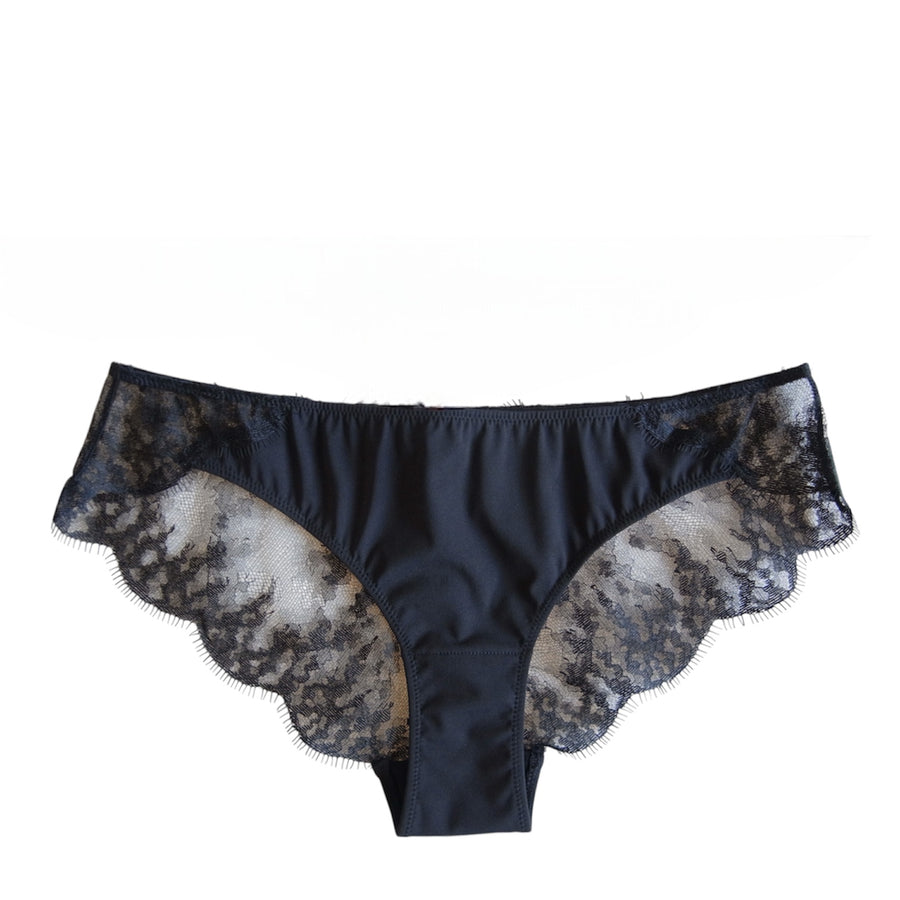 Her Senses Eyelash Lace Low-rise Briefs Black