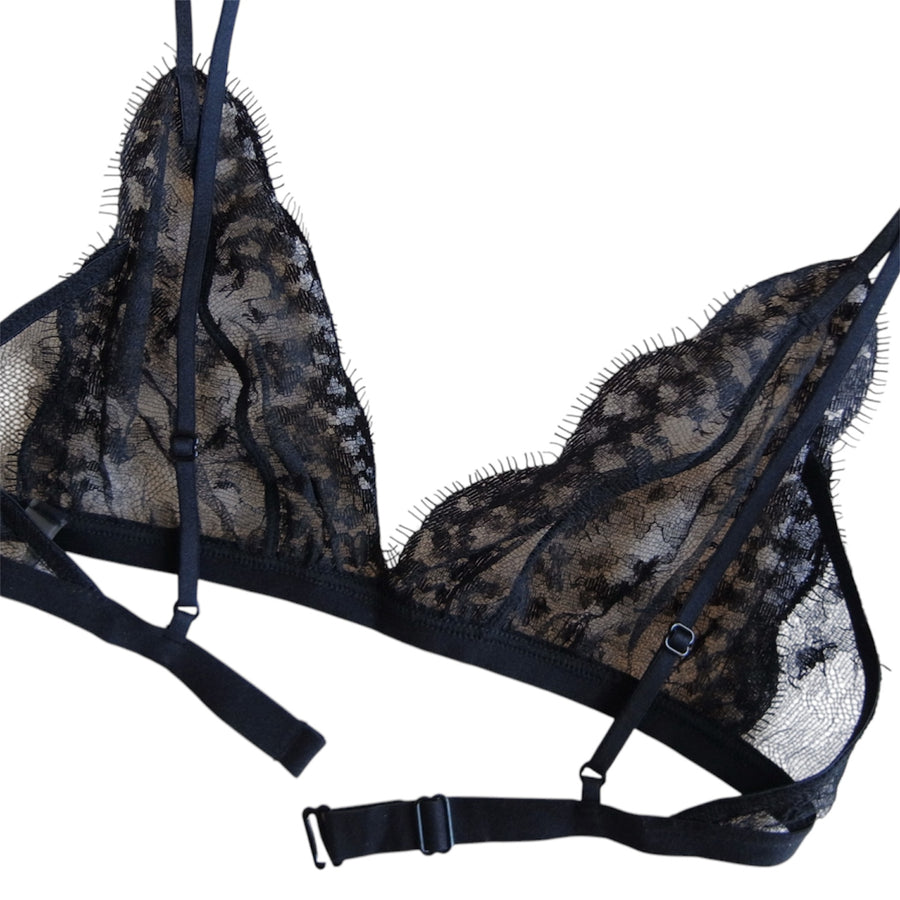 Her Senses Eyelash Lace Bra Black