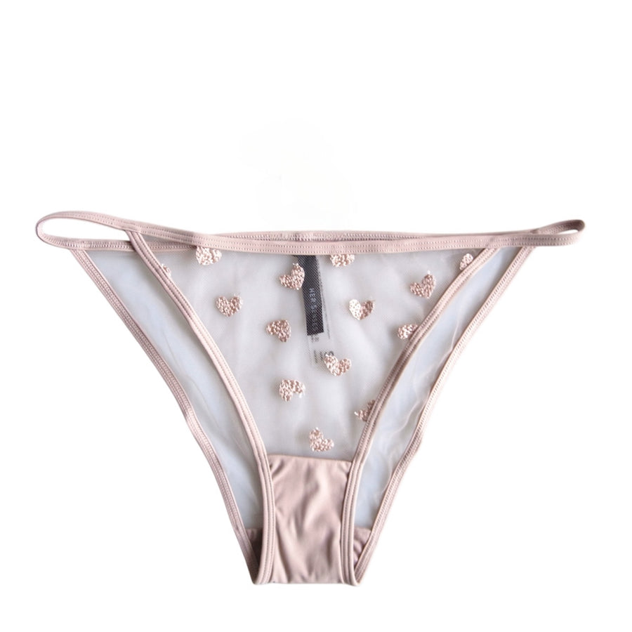 Her Senses Heart Shape Embroidery Low-rise Brief Foggy Pink