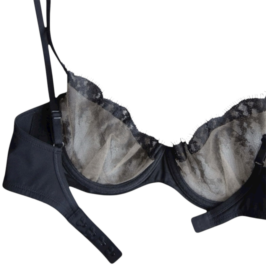 Her Senses Leavers Eyelash Lace Underwire Bra Black