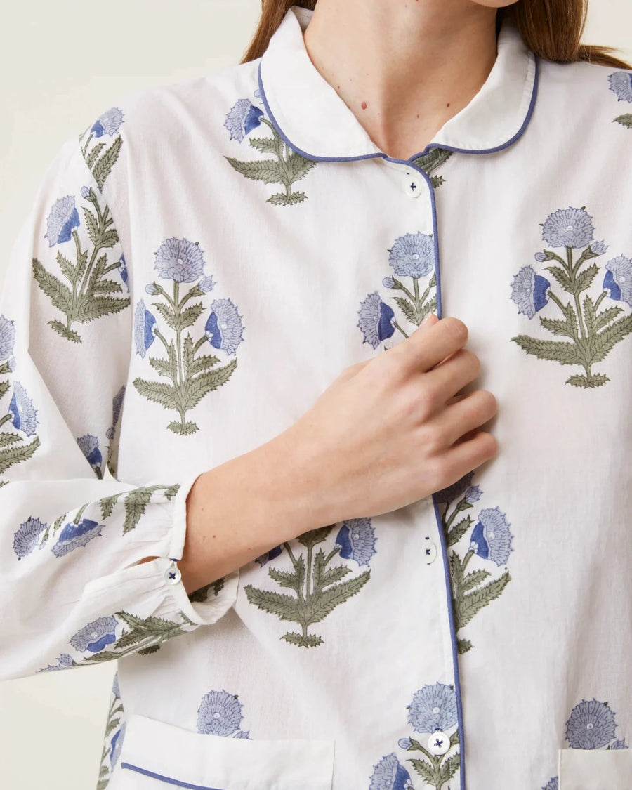 Scarlette Ateliers Claudine Pajama Set Blue Poppy Print