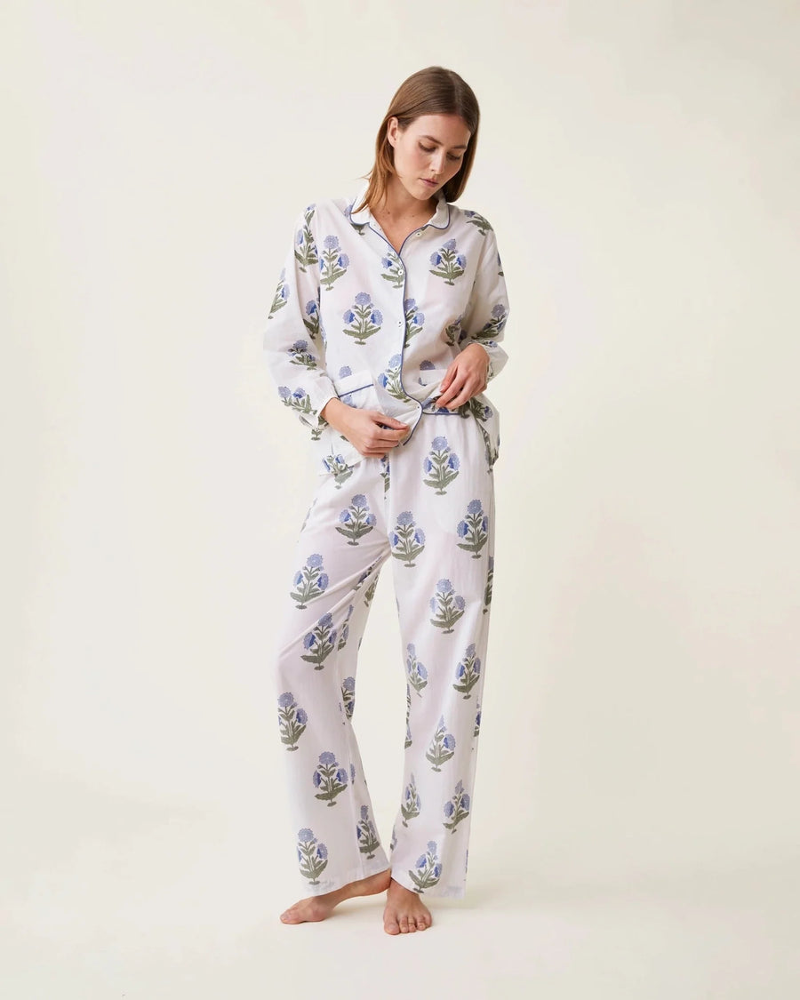 Scarlette Ateliers Claudine Pajama Set Blue Poppy Print