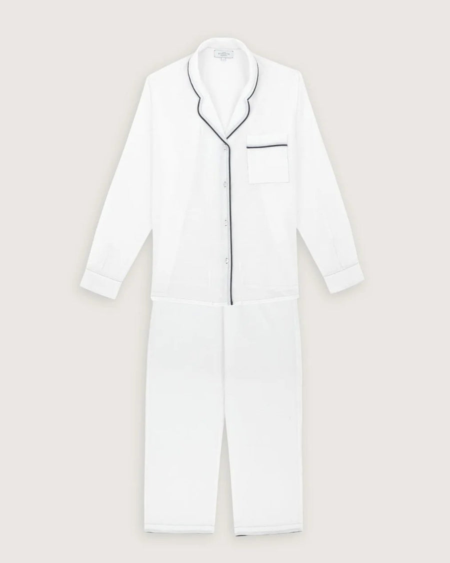 Scarlette Ateliers Thelma Pajama Set White With Navy Piping