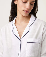Scarlette Ateliers Thelma Pajama Set White With Navy Piping