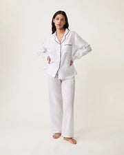 Scarlette Ateliers Thelma Pajama Set White With Navy Piping