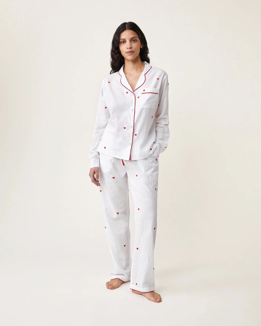 Scarlette Ateliers Thelma Pajama Set Red Hearts Embroideries