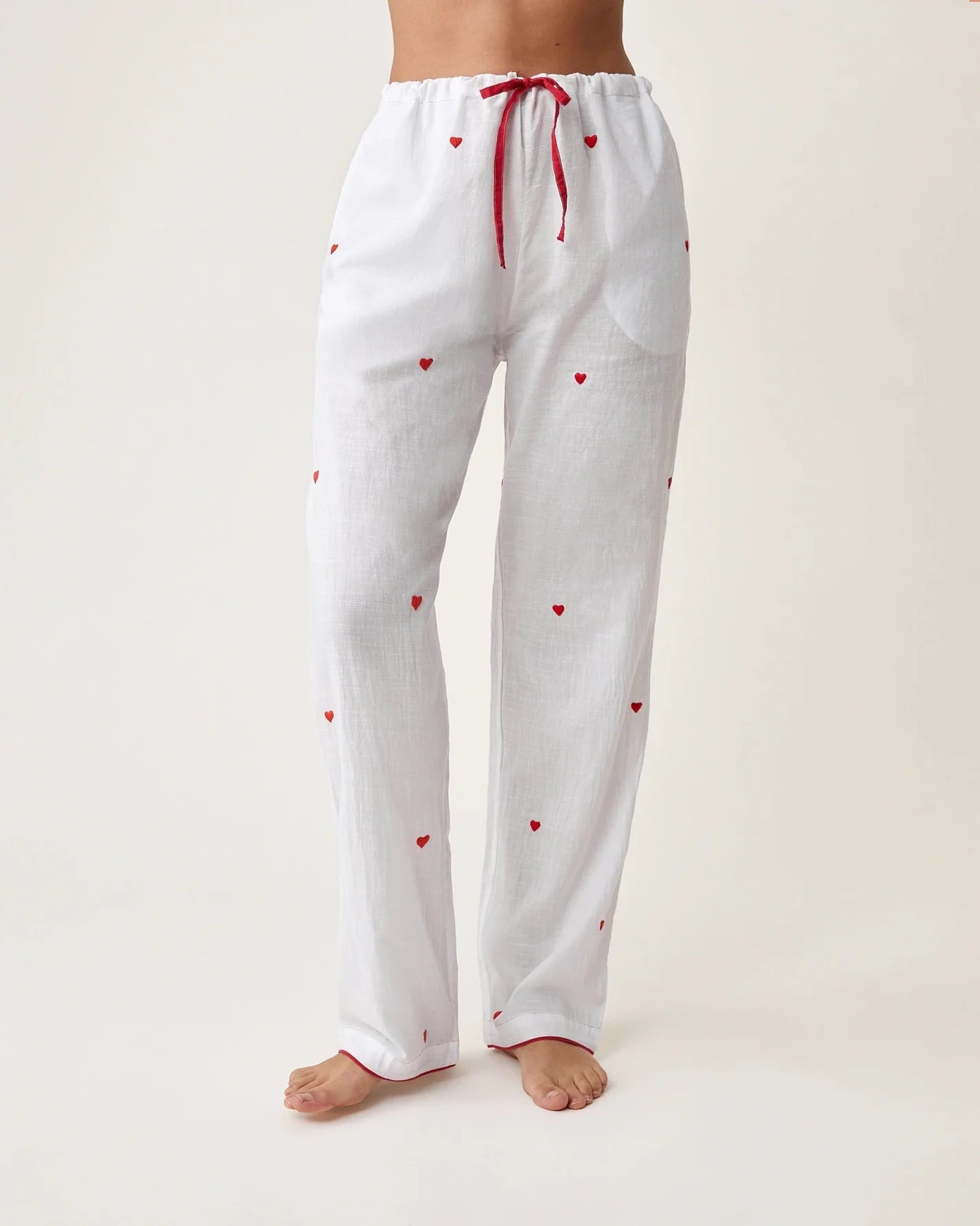 Scarlette Ateliers Thelma Pajama Set Red Hearts Embroideries